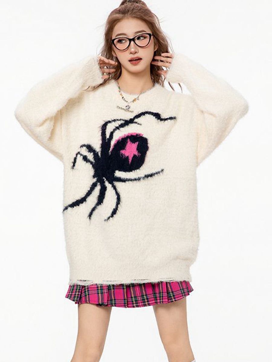 Spider Mink Crew Neck Pullover Knit