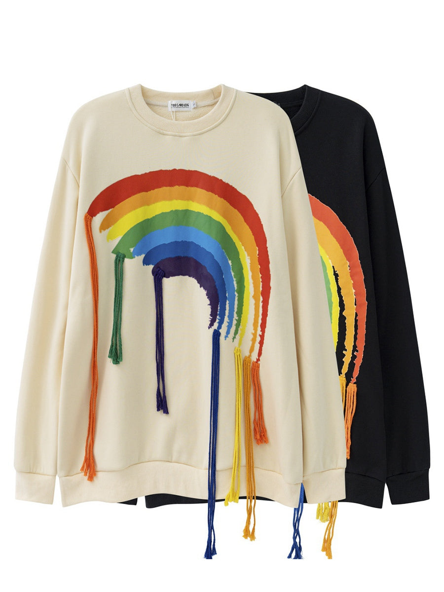 Rainbow Fringe Pullover Loose Sweater