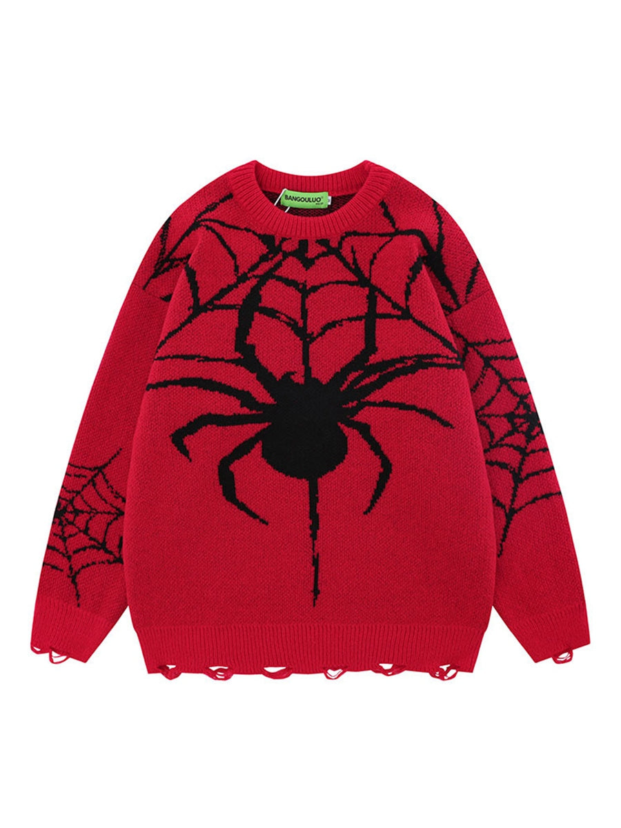 Spider Knot Web Cool Tide Knit Sweatshirt