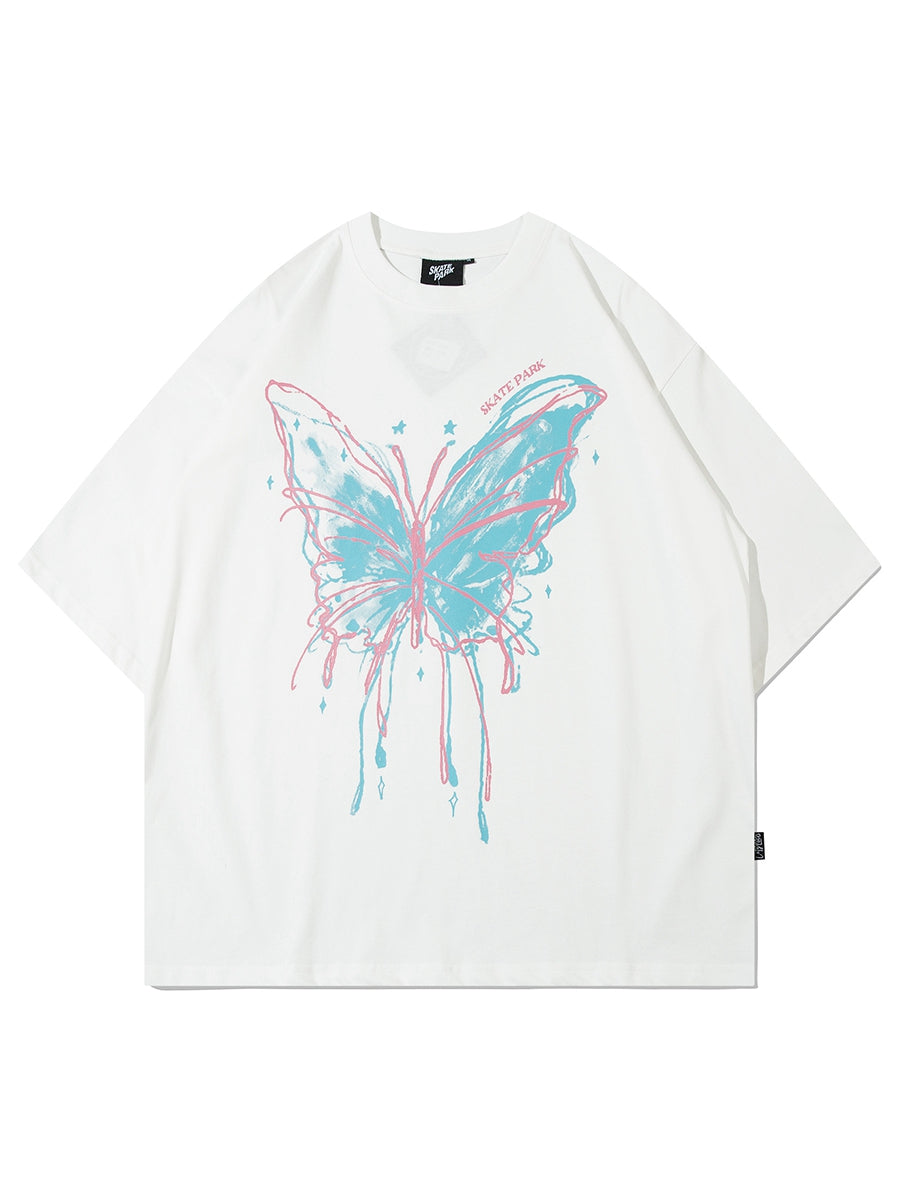 Butterfly Graffiti Print Short Sleeve